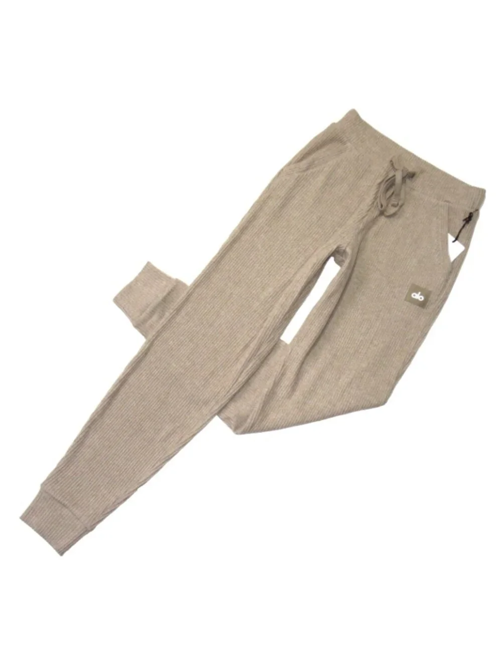 NWT Alo Yoga Muse Sweatpant in Heather Gravel Ribbed Tapered Jogger Pants XXS